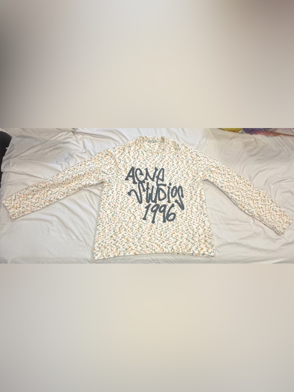 NWOT Acne Studios Multicolor Printed Logo Sweater - Picture 4 of 12